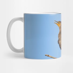 A Double-crested Cormorant On a Branch With Its Wings Spread Mug